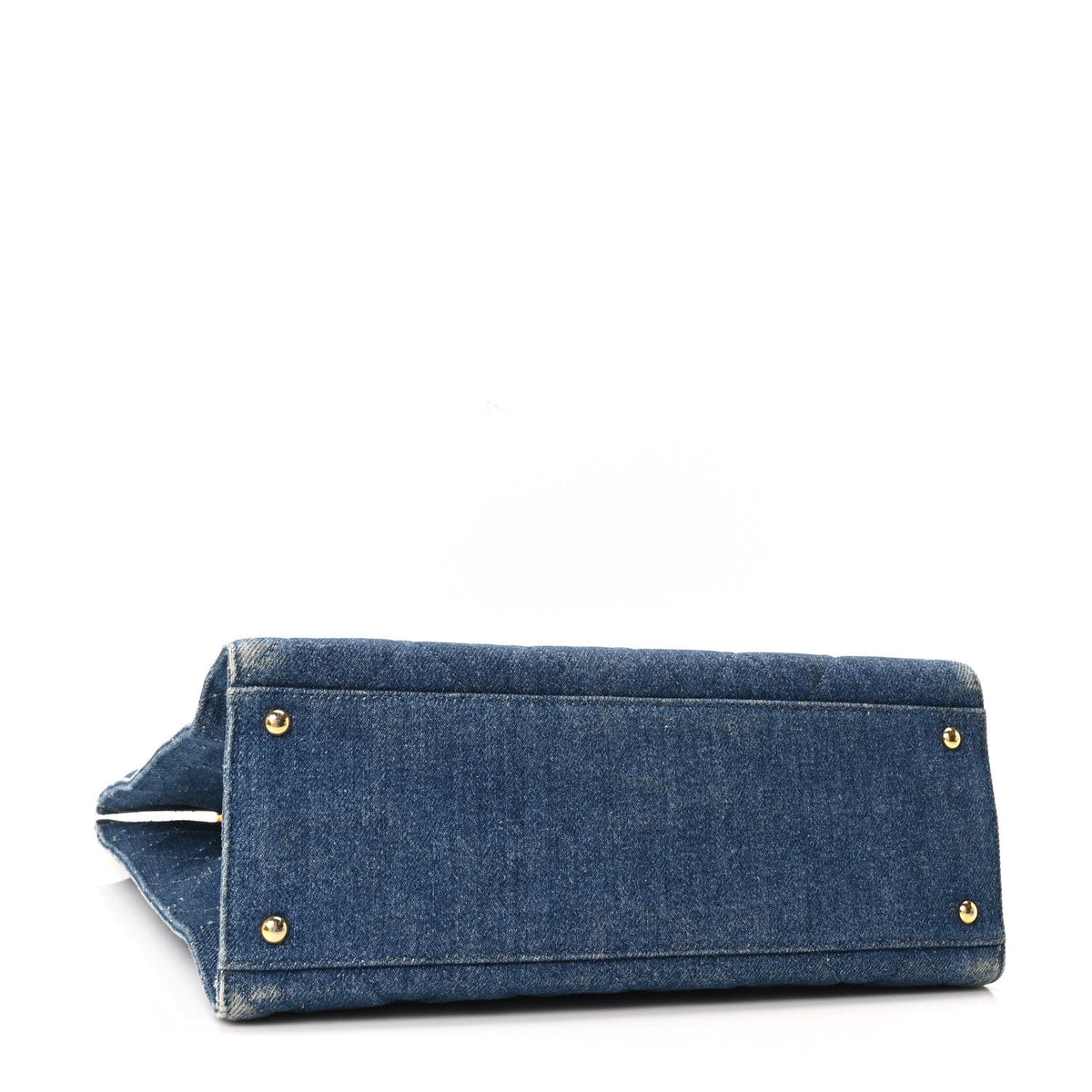 Denim Quilted CC Chain Tote Blue