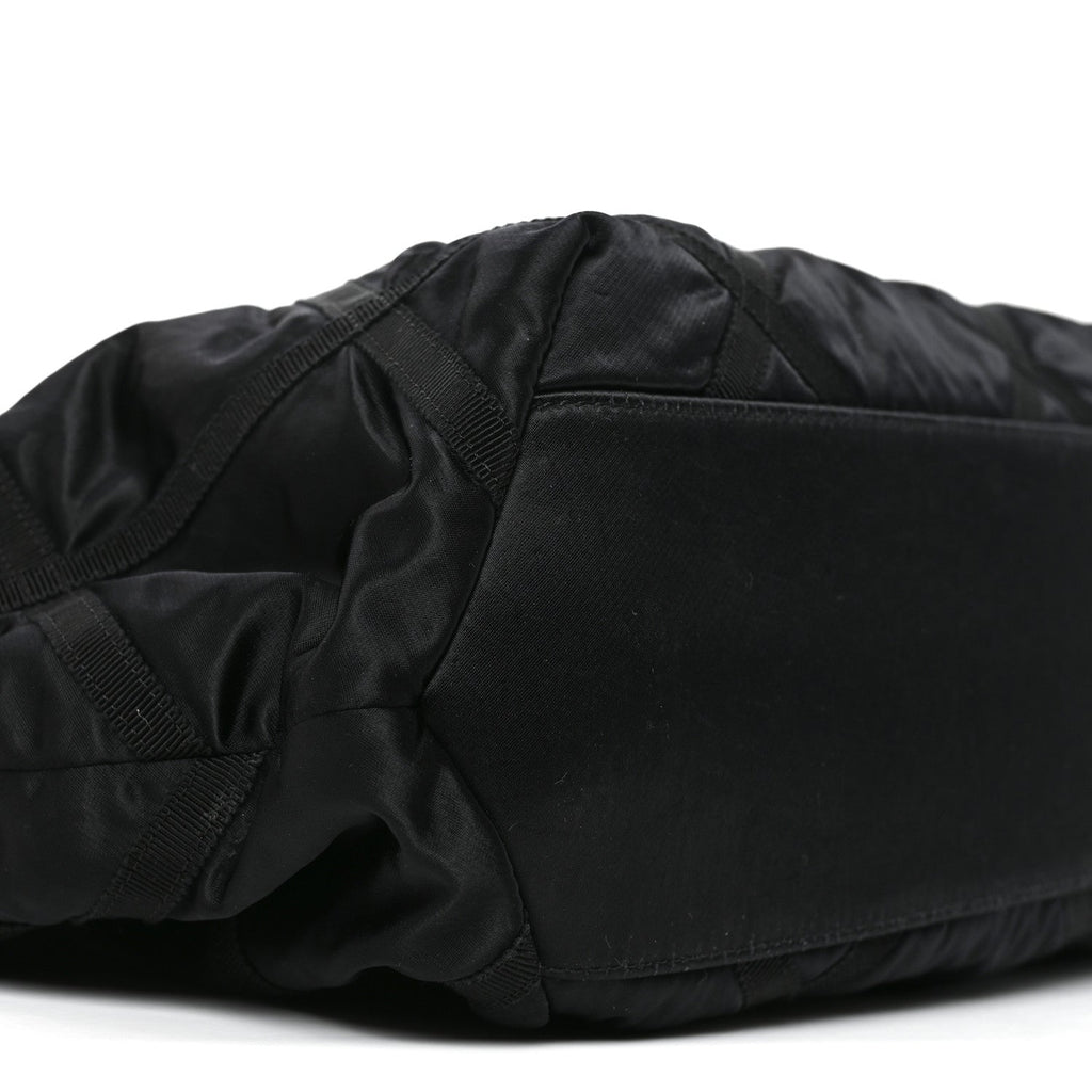 Nylon Grosgrain Quilted Lifestyle Shopping Tote Black