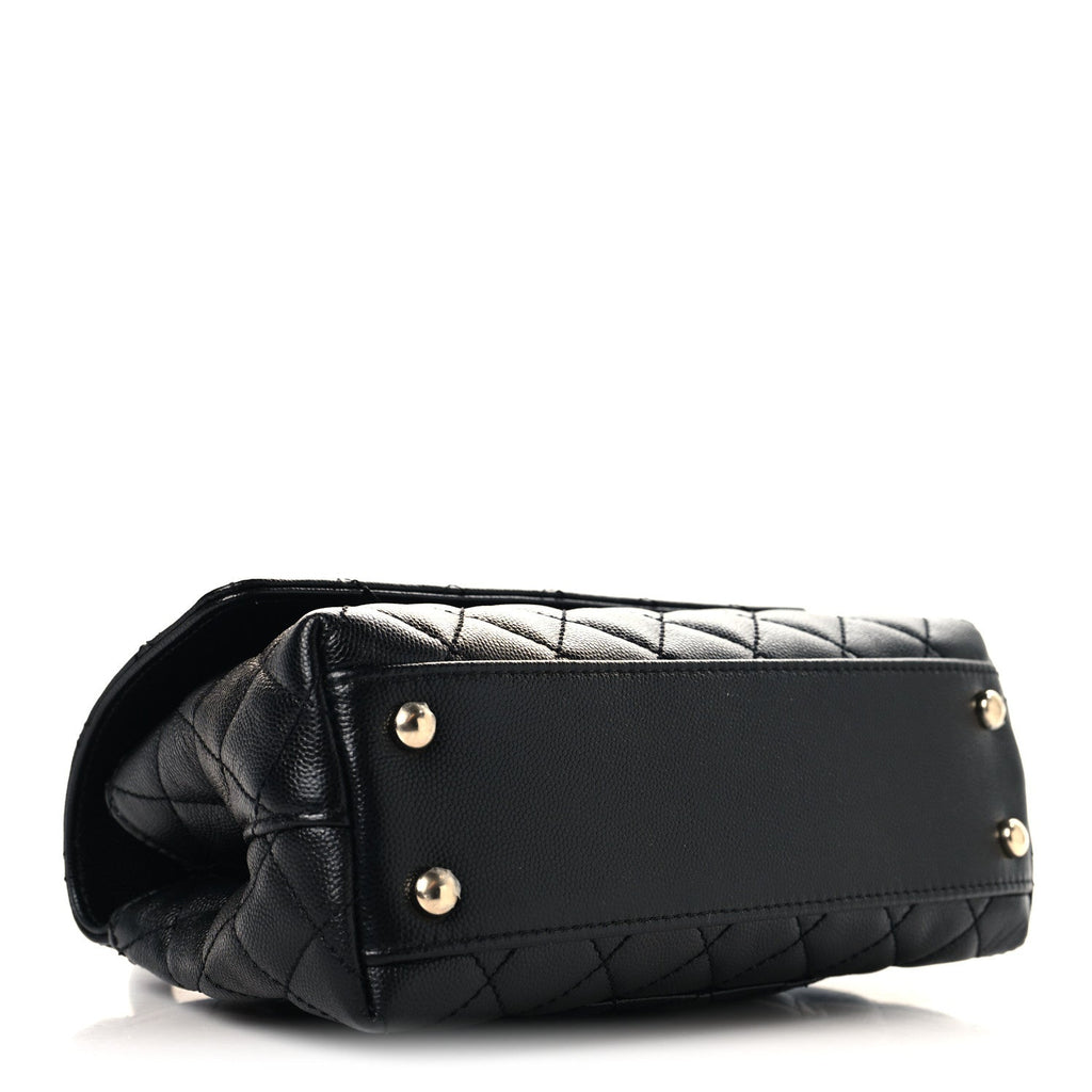 Caviar Quilted Mini Coco Handle Flap Black