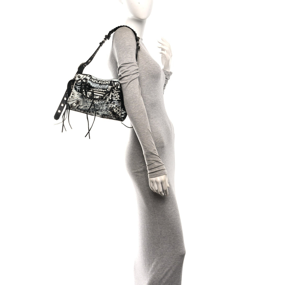 Agneau Arena Graffiti Neo Cagole Handbag XS Black White