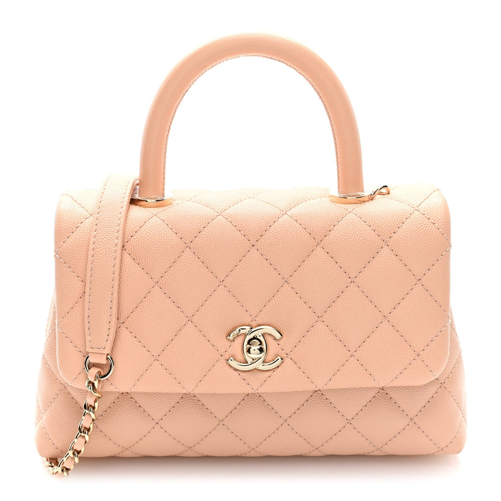 Caviar Quilted Mini Coco Handle Flap Light Pink