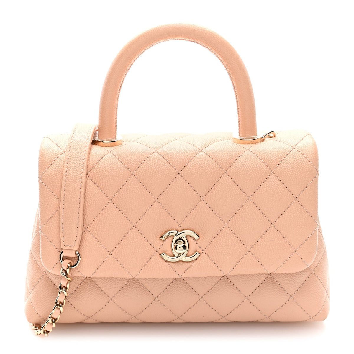 Caviar Quilted Mini Coco Handle Flap Light Pink