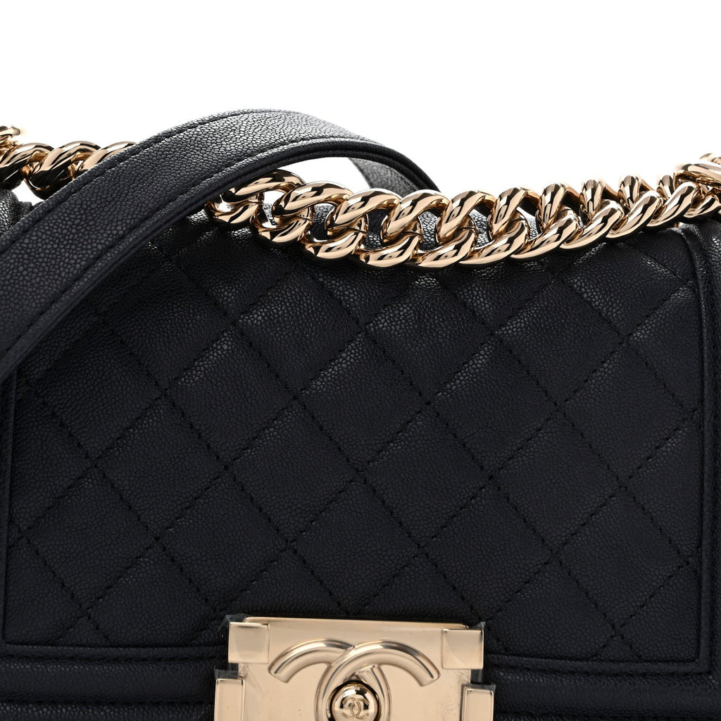 Caviar Quilted Small Boy Flap Navy