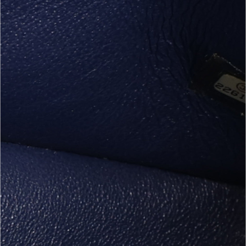 Lambskin Quilted Tri-Color Jumbo Double Flap Blue