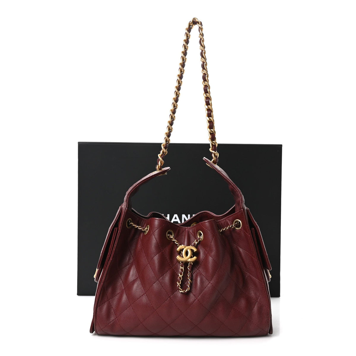 Caviar Quilted Small Chanel 25 Handbag Burgundy