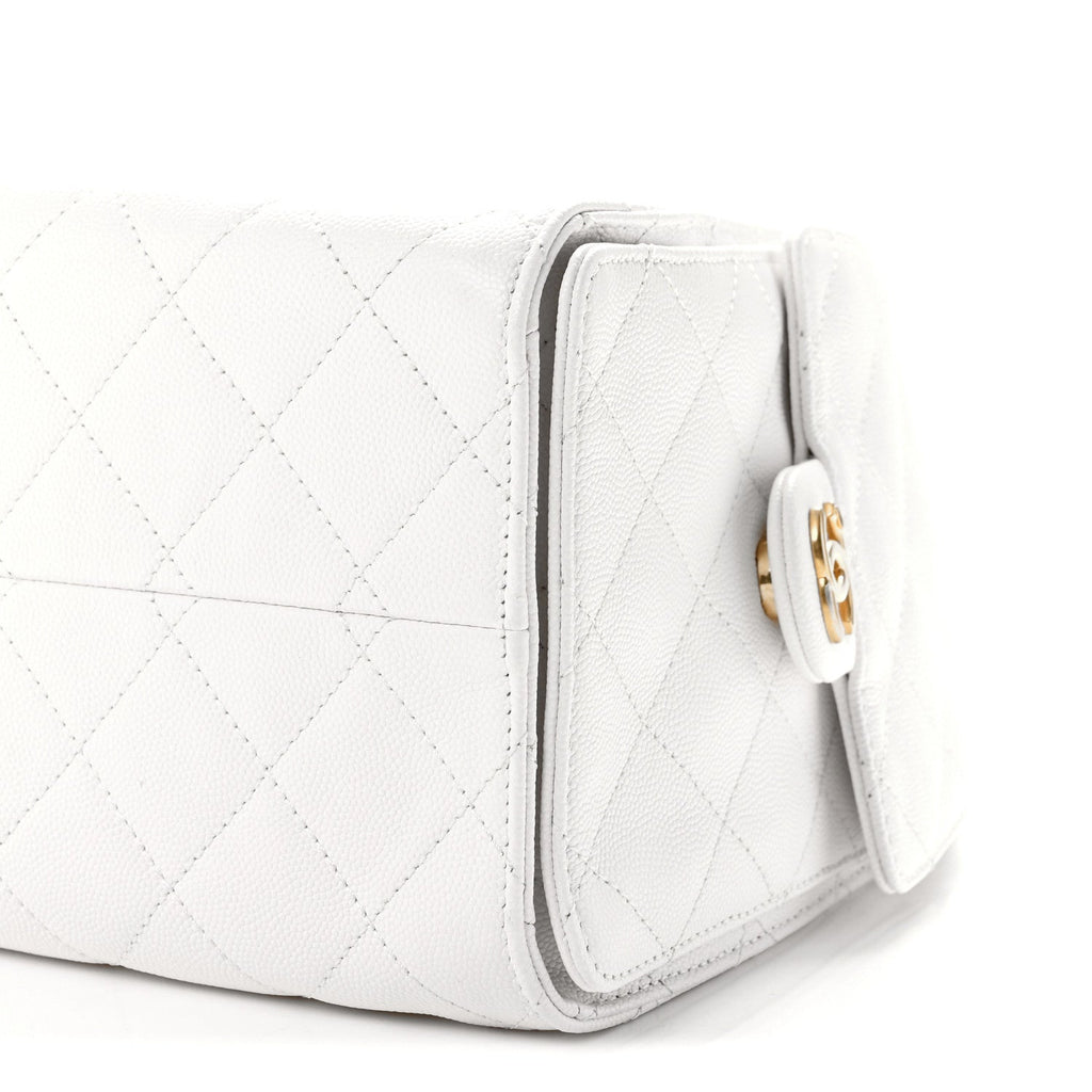 Caviar Quilted Small Chanel 25 Handbag White