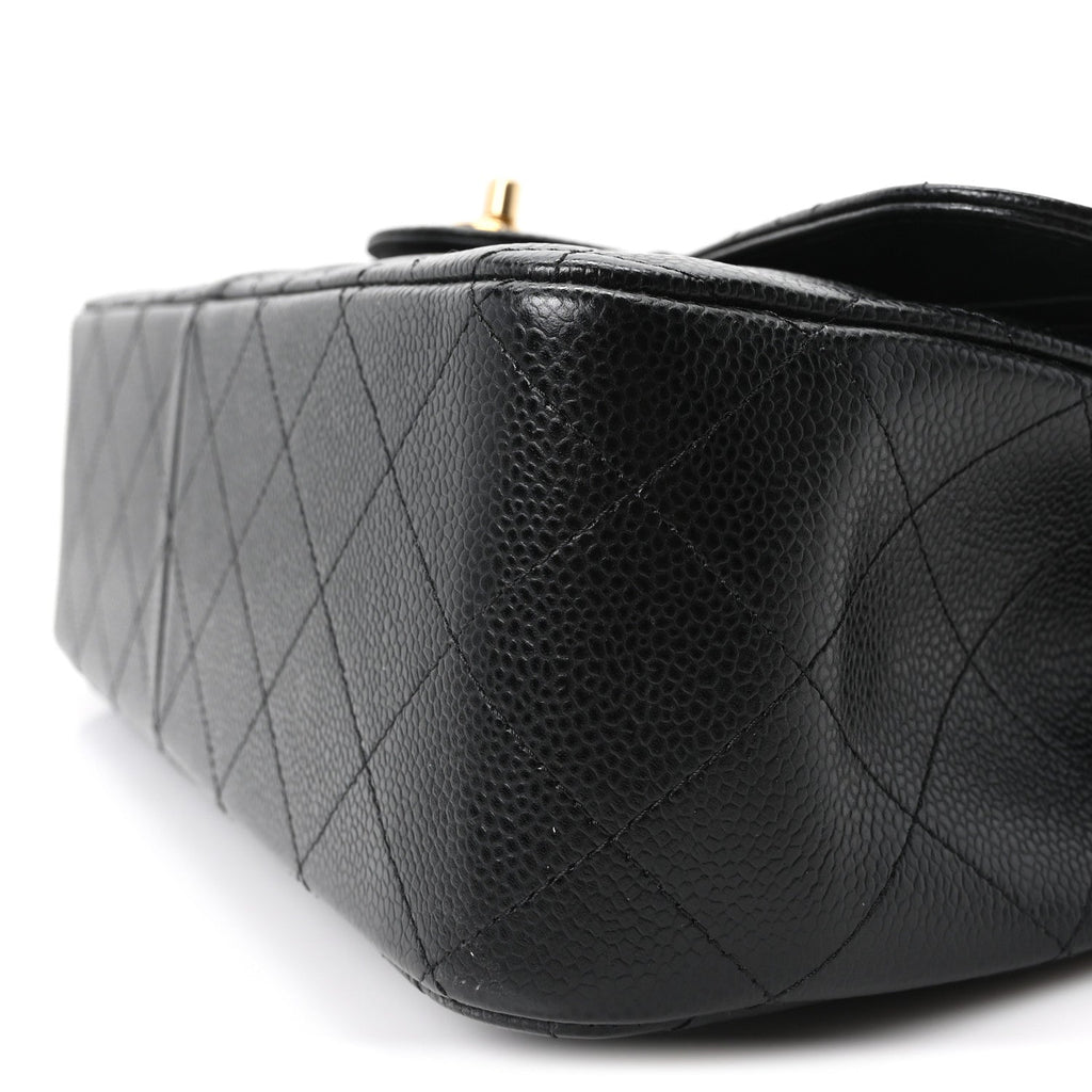 Caviar Quilted Jumbo Double Flap Black