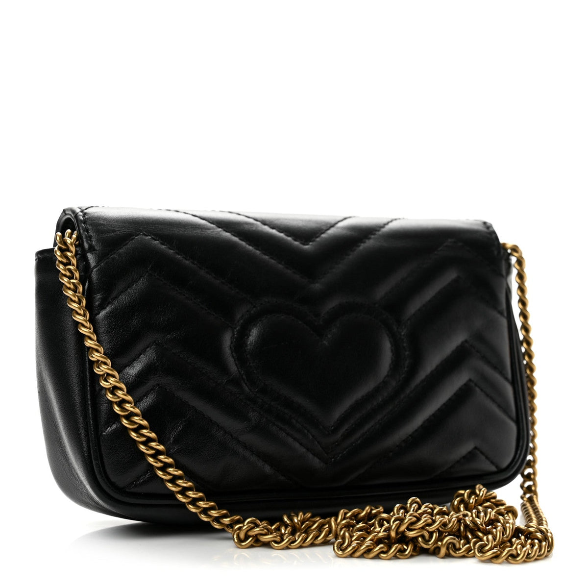Calfskin Matelasse Super Mini GG Marmont Shoulder Bag Black