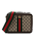 GG Supreme Monogram Web Small Ophidia Top Handle Shoulder Bag Brown