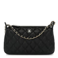 Caviar Quilted Purse With Chain Black