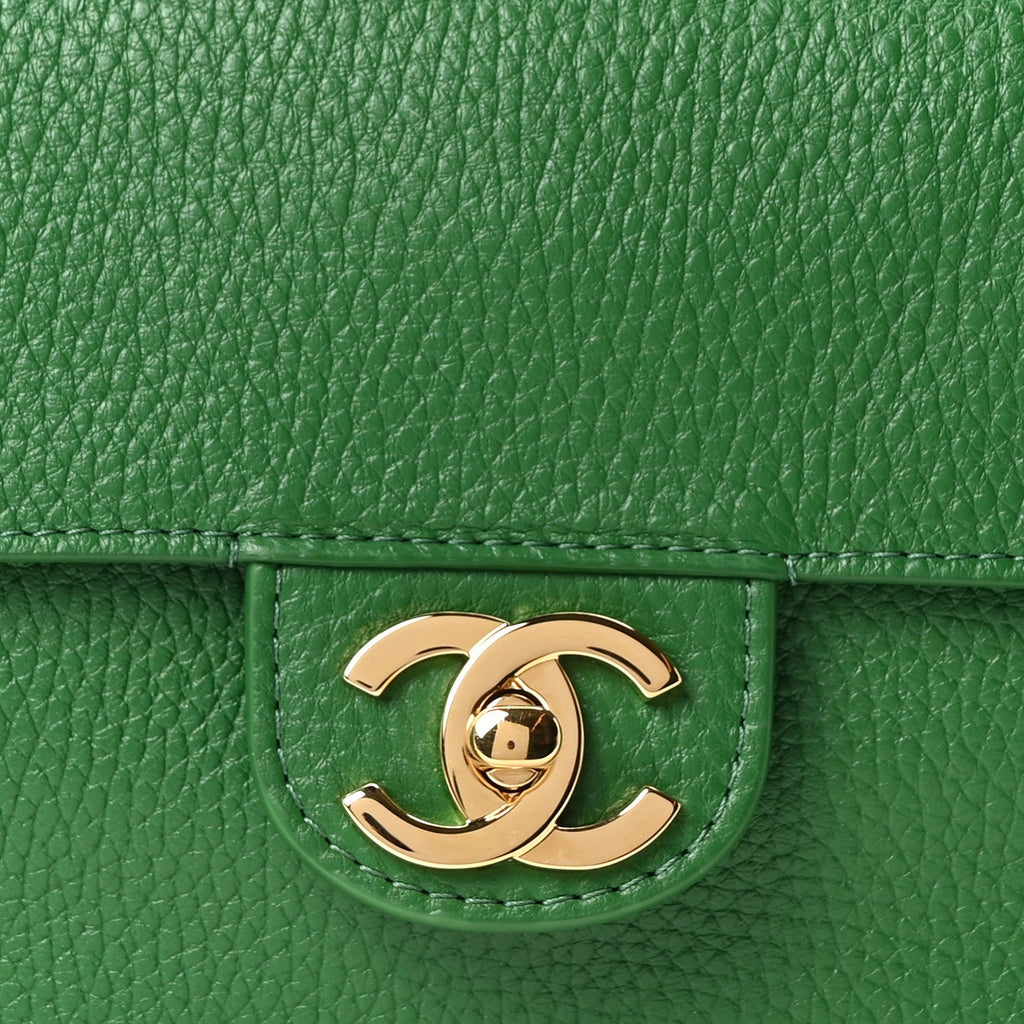 Grained Calfskin Small Souplissimo Maxi Flap Green