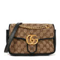 Monogram Matelasse Diagonal Mini GG Marmont Shoulder Bag Beige Black