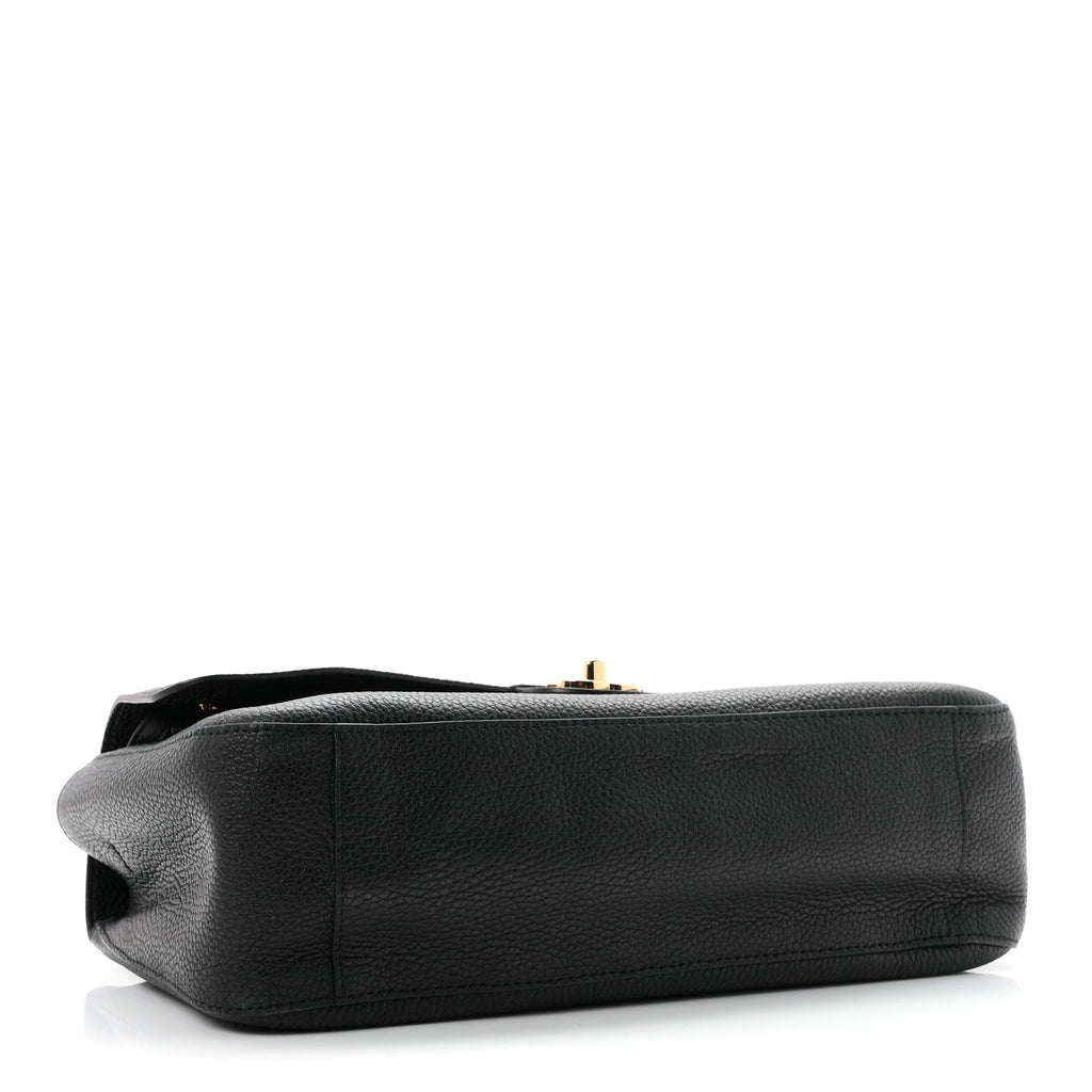 Grained Calfskin Small Souplissimo Maxi Flap Black