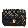 Lambskin Enamel Quilted Small Coco Hearts Square Flap Black
