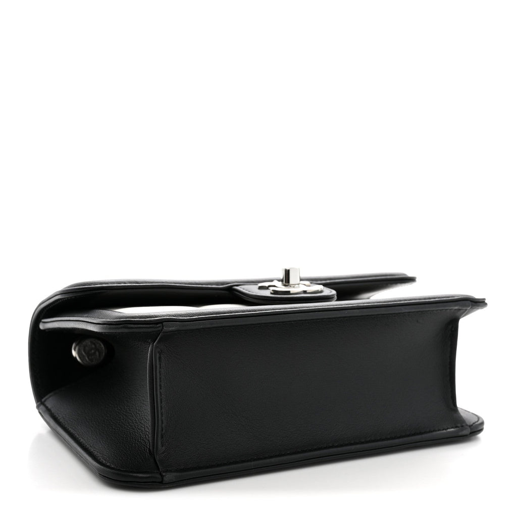 Lambskin Calfskin Mini Chocolate Bar Flap Bag White Black