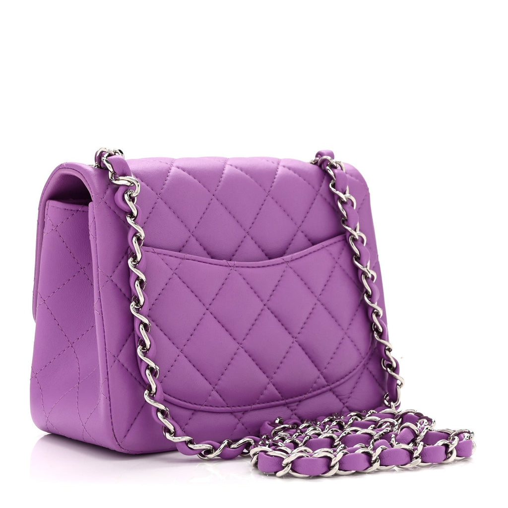 Lambskin Quilted Mini Square Flap Purple