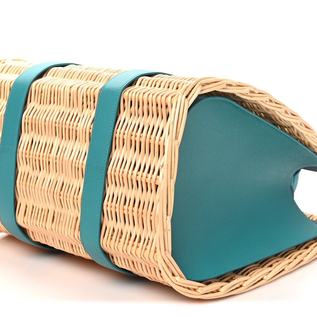 Epsom Wicker Basket Bag GM  Vert Verone Naturel