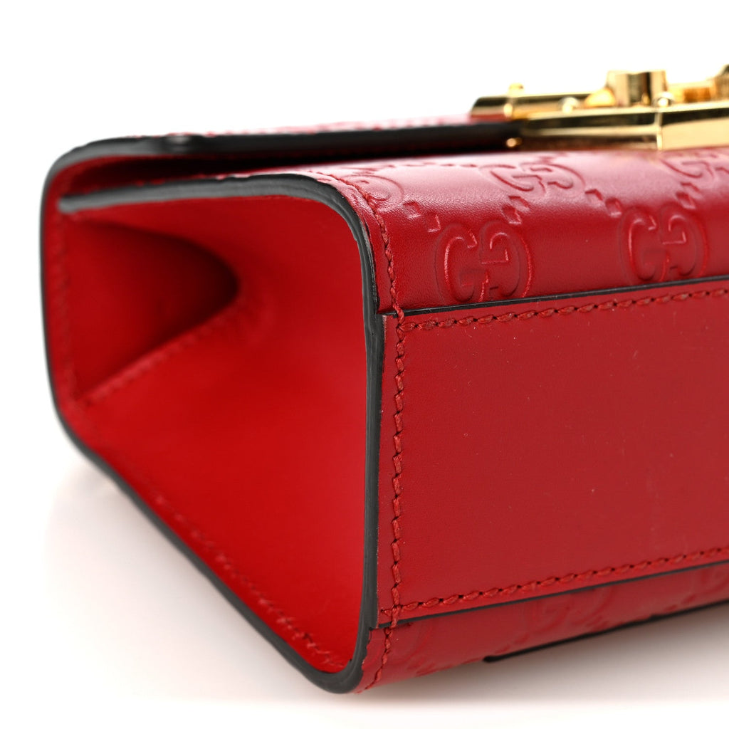 Guccissima Small Padlock Shoulder Bag Hibiscus Red