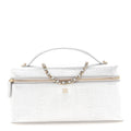 Lizard Embossed Calfskin Exoticoco Long Vanity With Chain Silvery