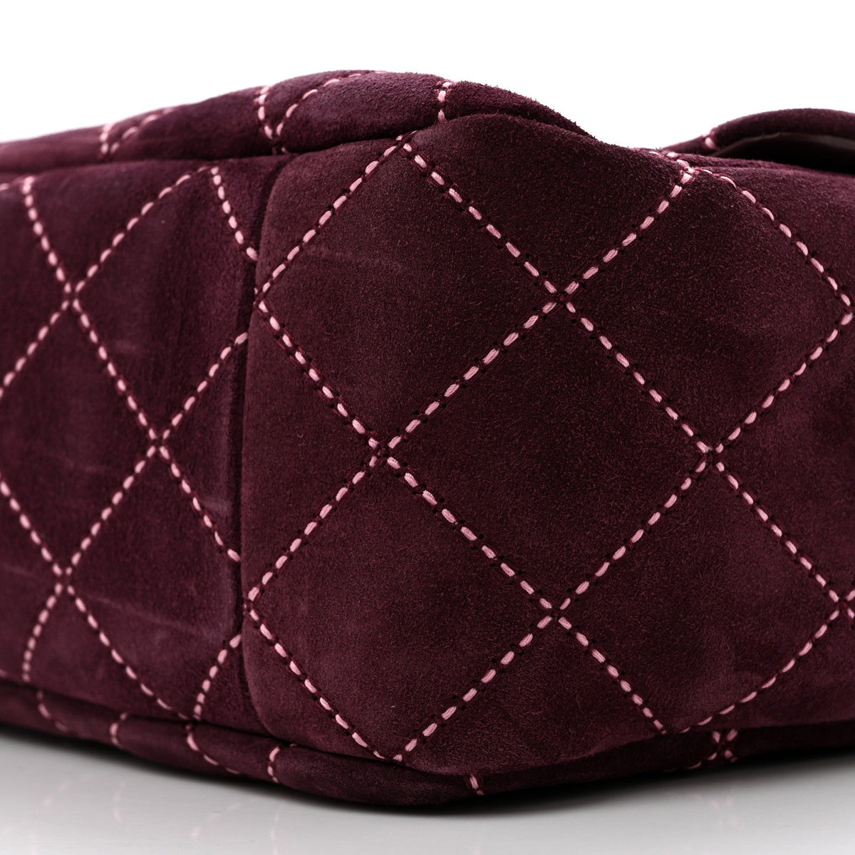 Suede Calfskin Maxi Flap Burgundy