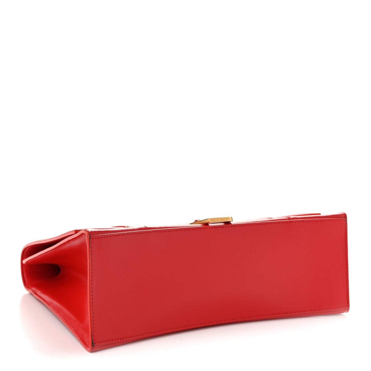 Shiny Box Calfskin Medium Hourglass Top Handle Bag Bright Red