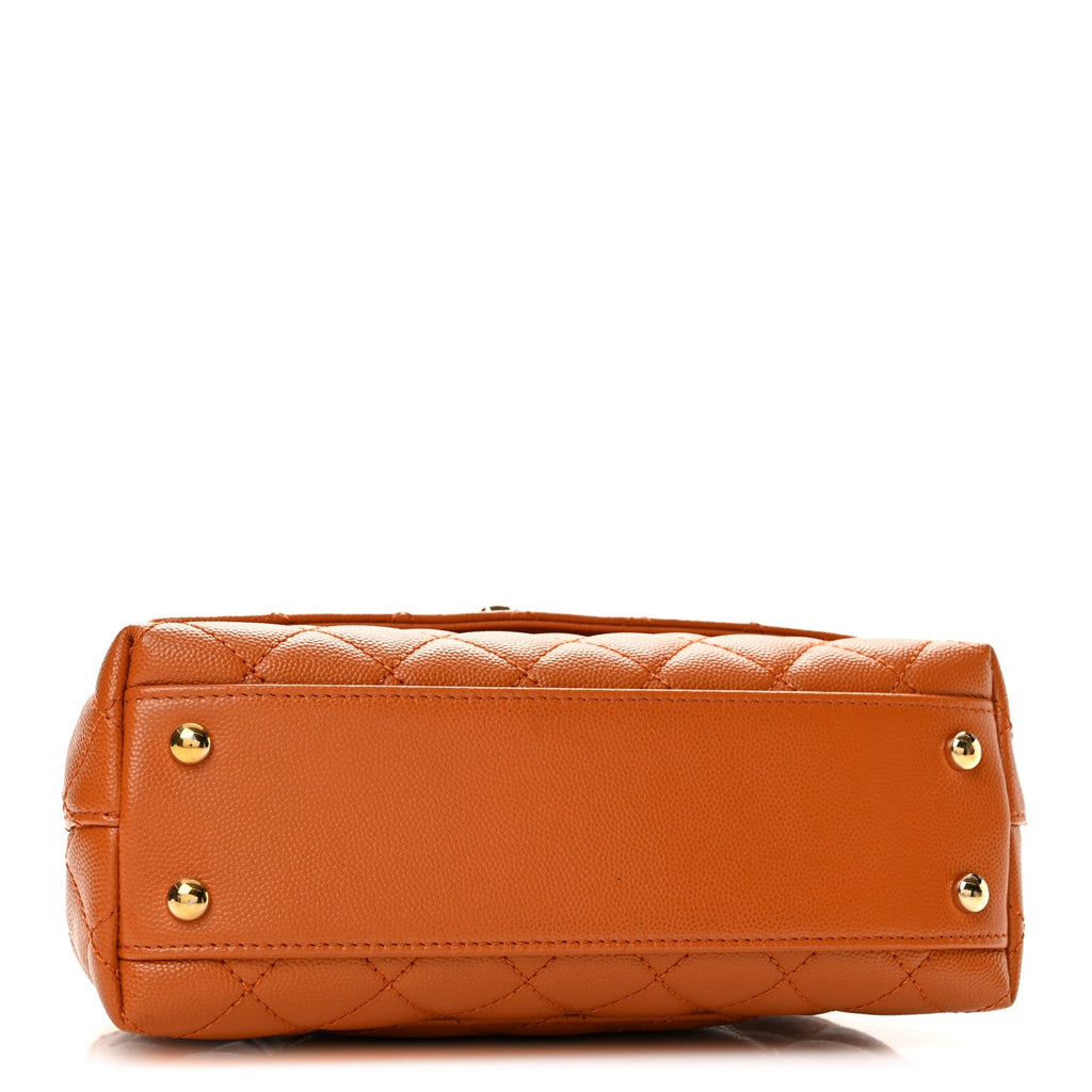 Caviar Quilted Mini Coco Handle Flap Light Brown