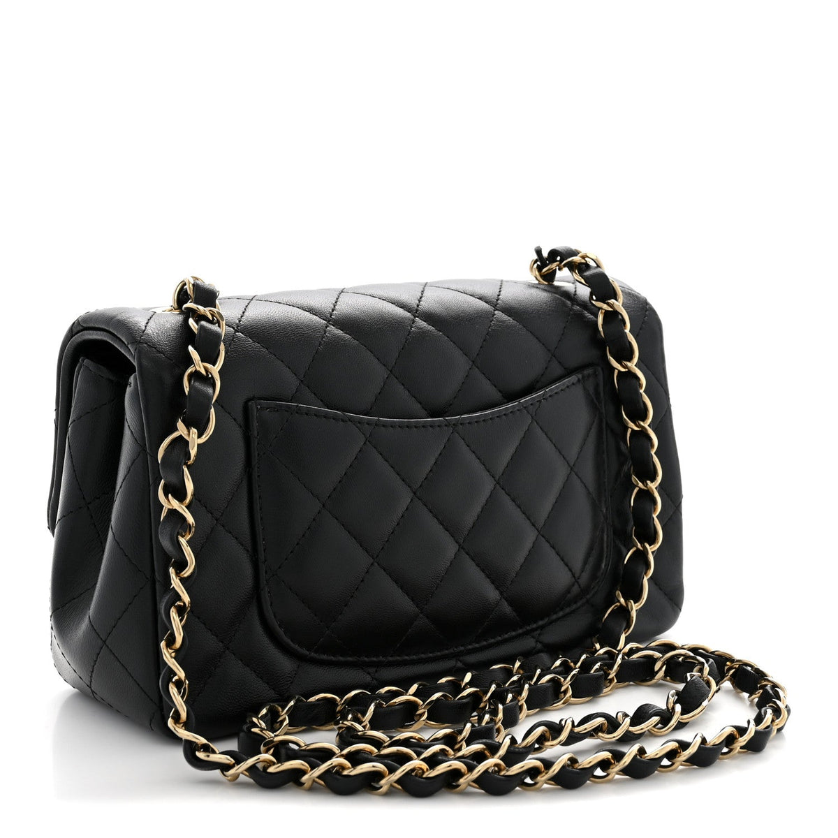 Lambskin Quilted Mini Rectangular Flap Black