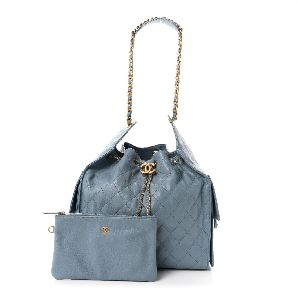 Caviar Quilted Medium Chanel 25 Handbag Blue