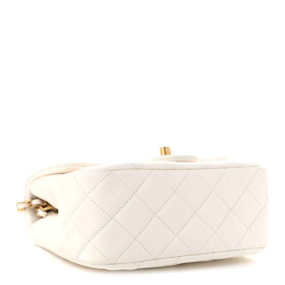 Lambskin Quilted Mini Pearl Crush Flap White