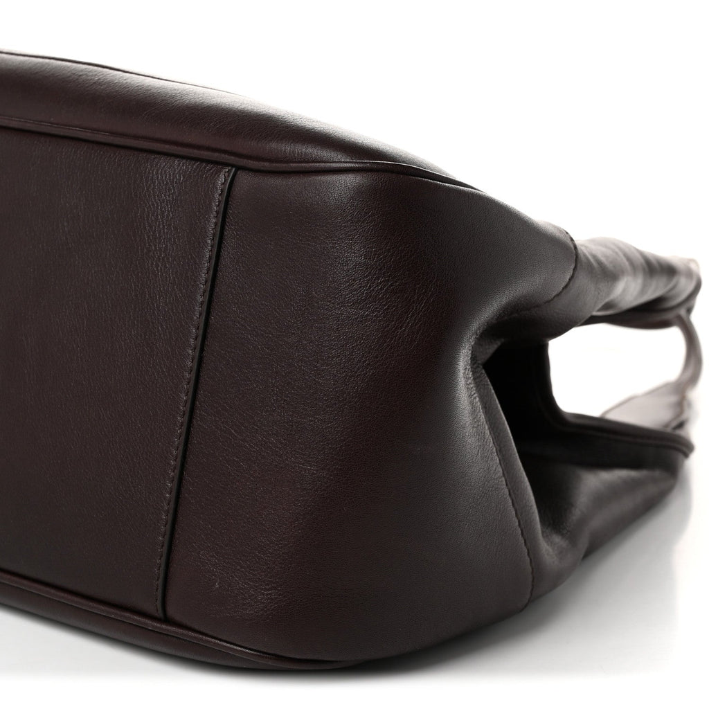 Soft Calfskin Medium Mercato Tote Bag Dark Brown
