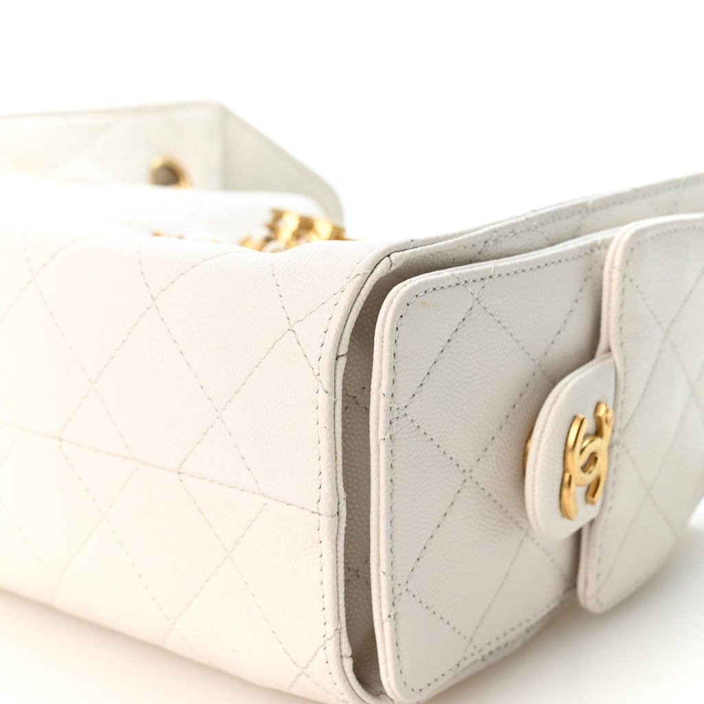 Caviar Quilted Mini Chanel 25 Handbag White