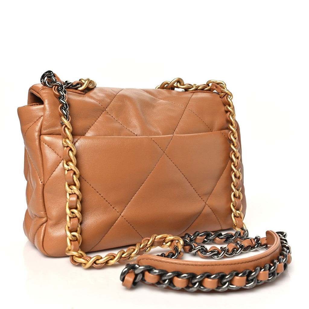 Lambskin Quilted Medium Chanel 19 Flap Brown