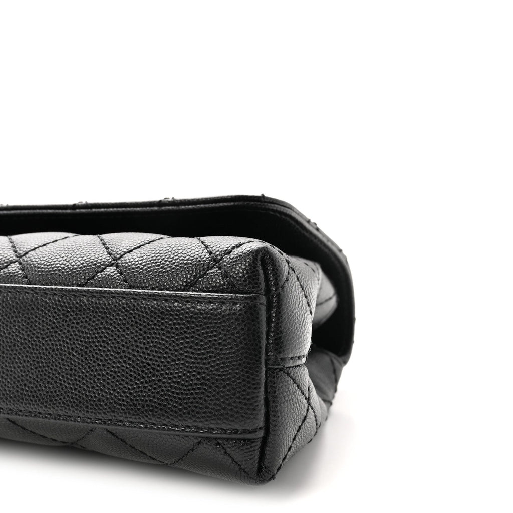Caviar Quilted Maxi East West Coco Handle Flap Black