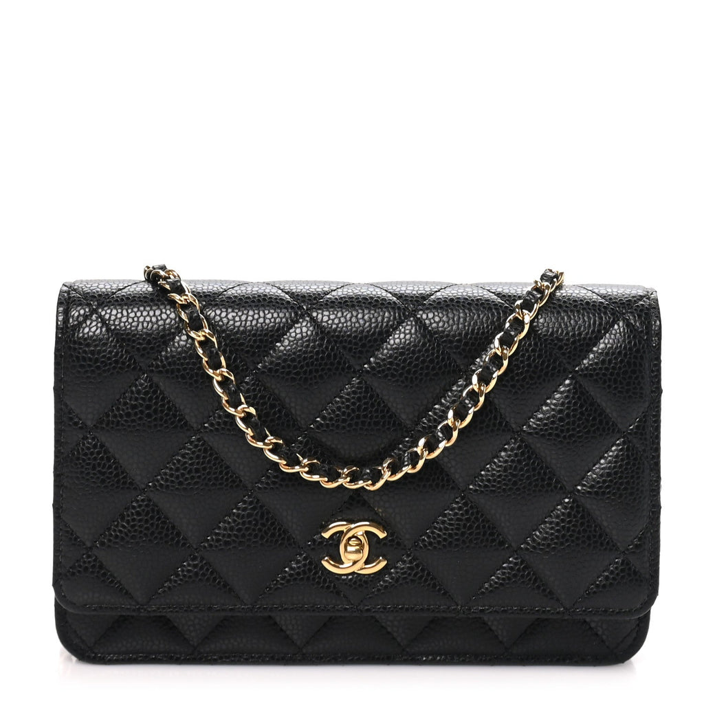 Caviar Quilted CC Turnlock Wallet On Chain WOC Black
