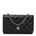 Caviar Quilted CC Turnlock Wallet On Chain WOC Black