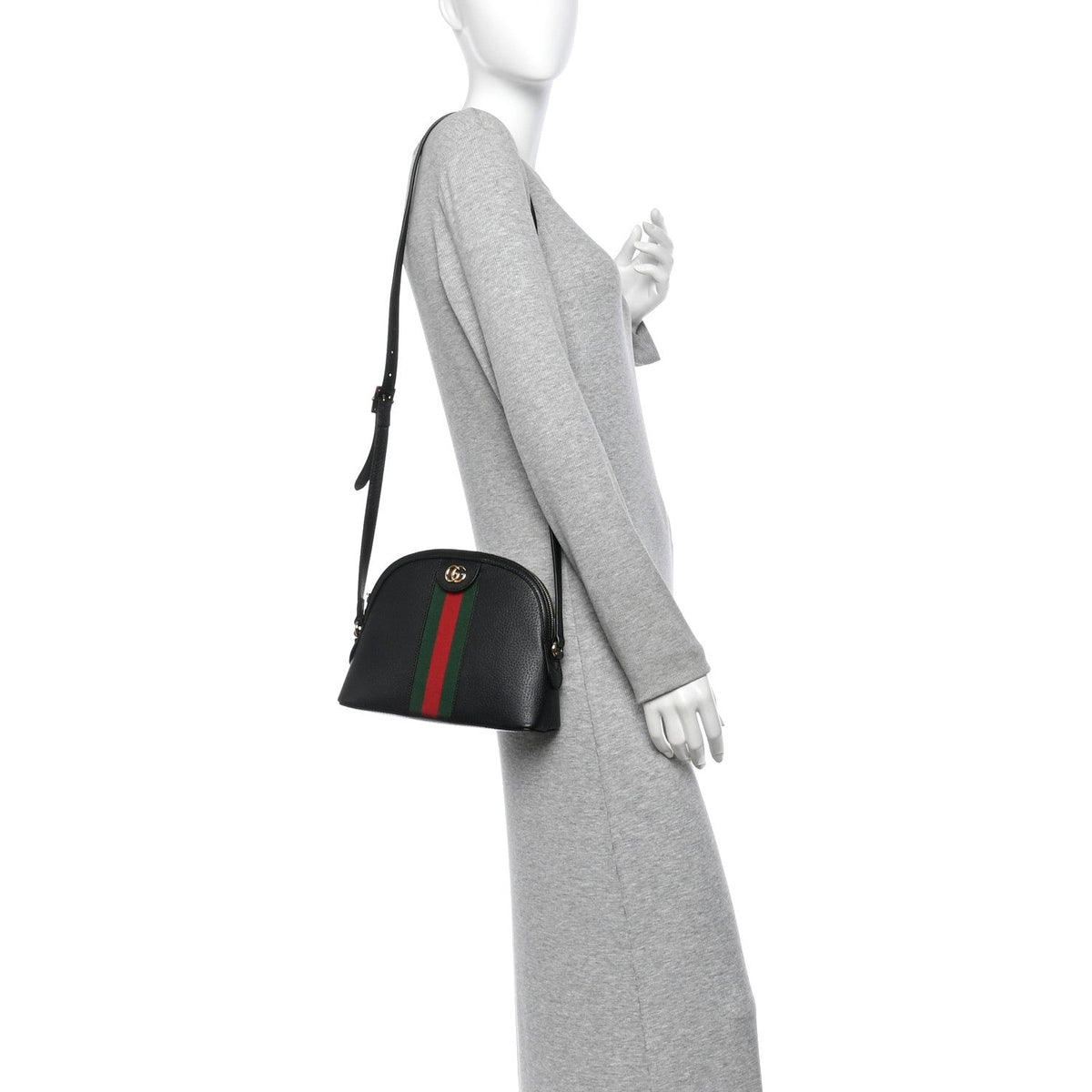 Calfskin GG Web Small Ophidia Dome Shoulder Bag Black