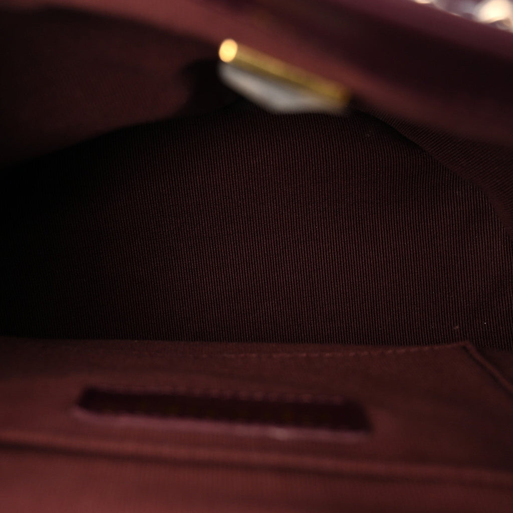 Shiny Caviar Quilted Medium Duma Pockets Drawstring Backpack Dark Burgundy