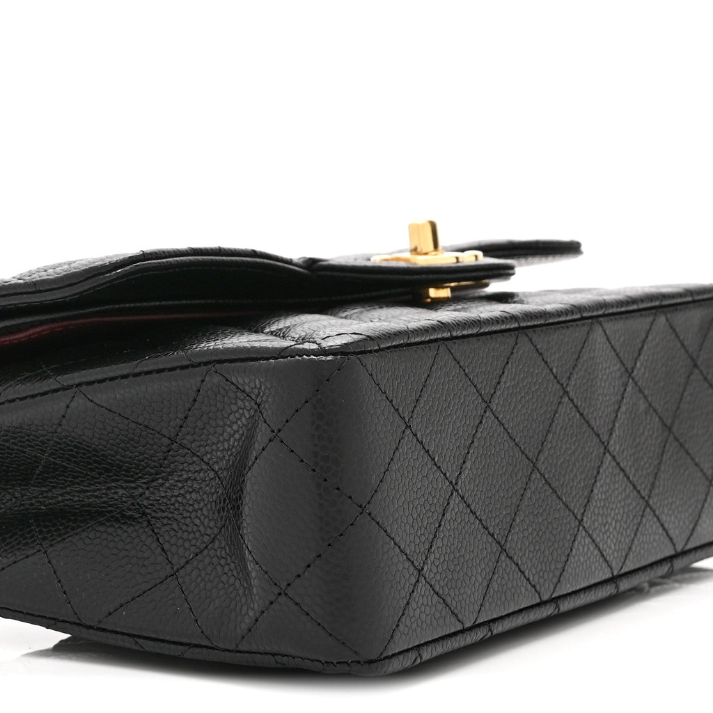 Caviar Quilted Small Double Flap Black