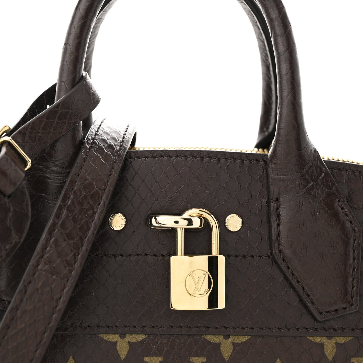 Snakeskin Monogram City Steamer Mini Brown