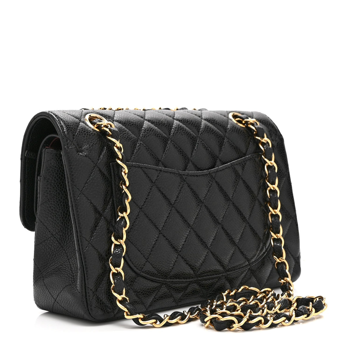 Caviar Quilted Small Double Flap Black