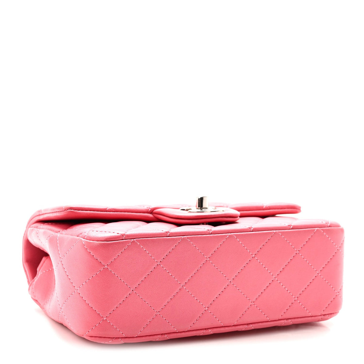 Lambskin Quilted Mini Rectangular Flap Pink