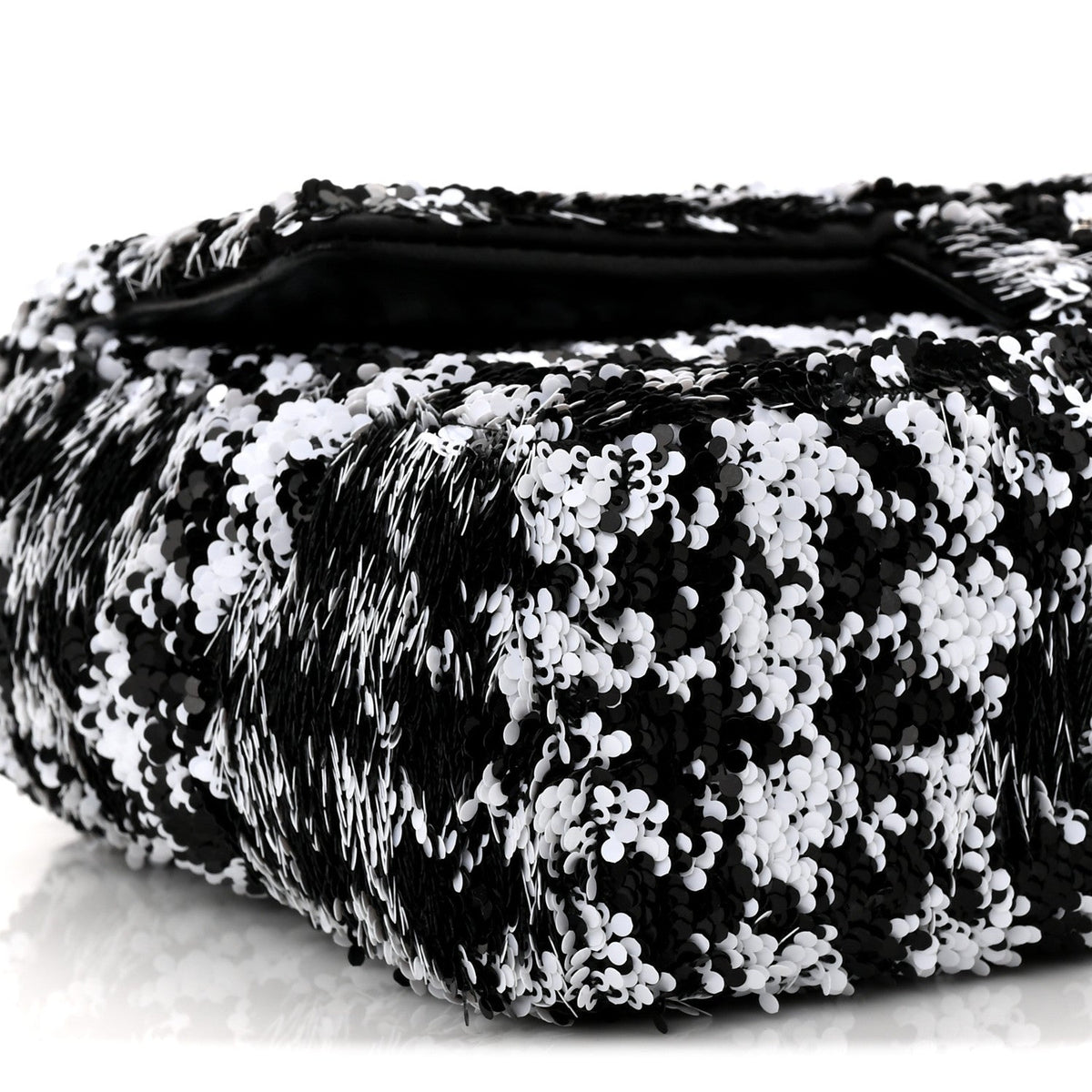Sequin Houndstooth Small Flap Black White