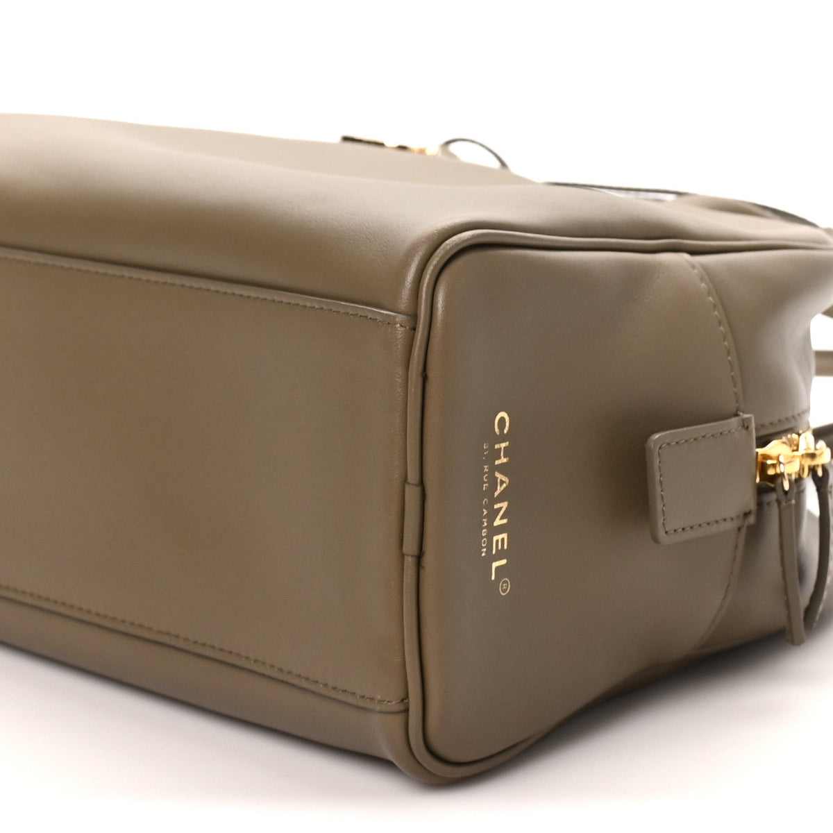 Calfskin Large Perfect Bowling Bag Dark Khaki