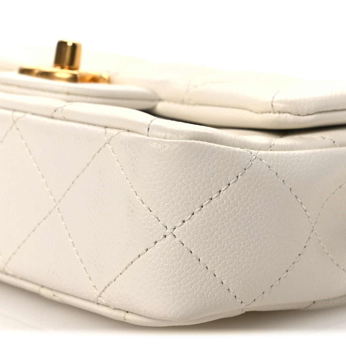 Caviar Quilted Mini Sweetheart Rectangular Flap White