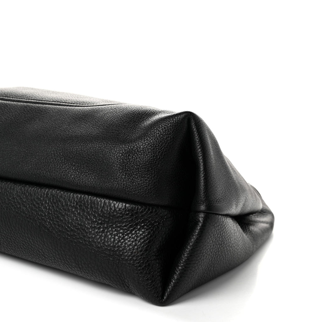 Grained Calfskin Softbit Maxi Shoulder Bag Black