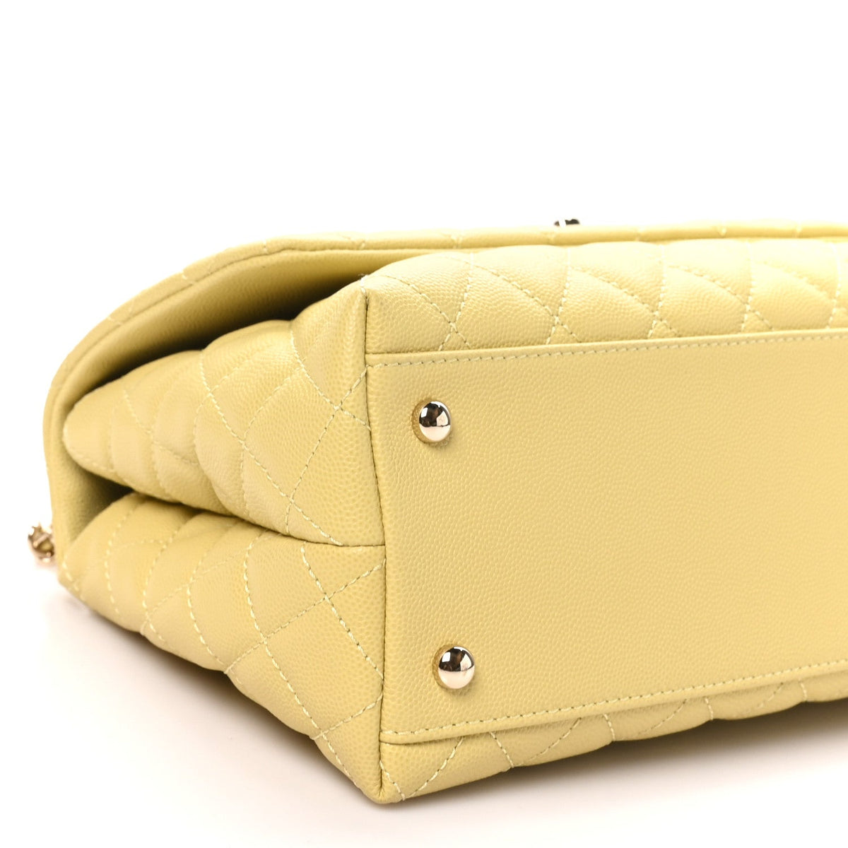 Caviar Quilted Small Coco Handle Flap Yellow