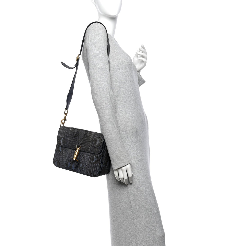 Snakeskin Small Jackie Shoulder Bag Blue