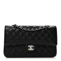 Caviar Quilted Medium Double Flap Black