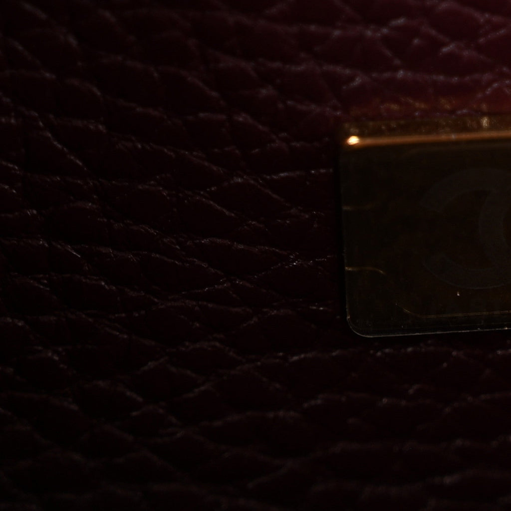 Grained Calfskin Stitched Urban Essentials Small Shopping Bag Burgundy