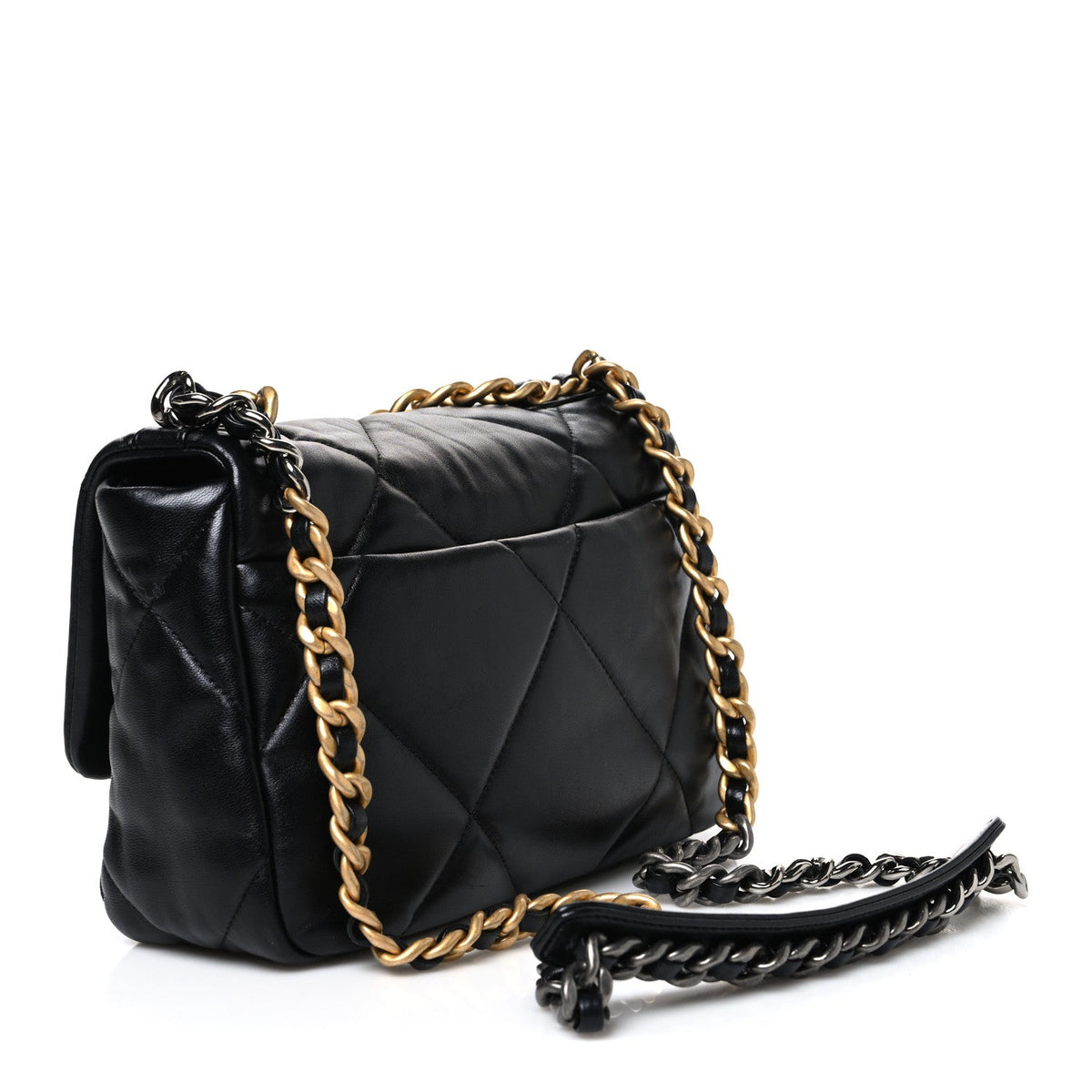 Lambskin Quilted Medium Chanel 19 Flap Black
